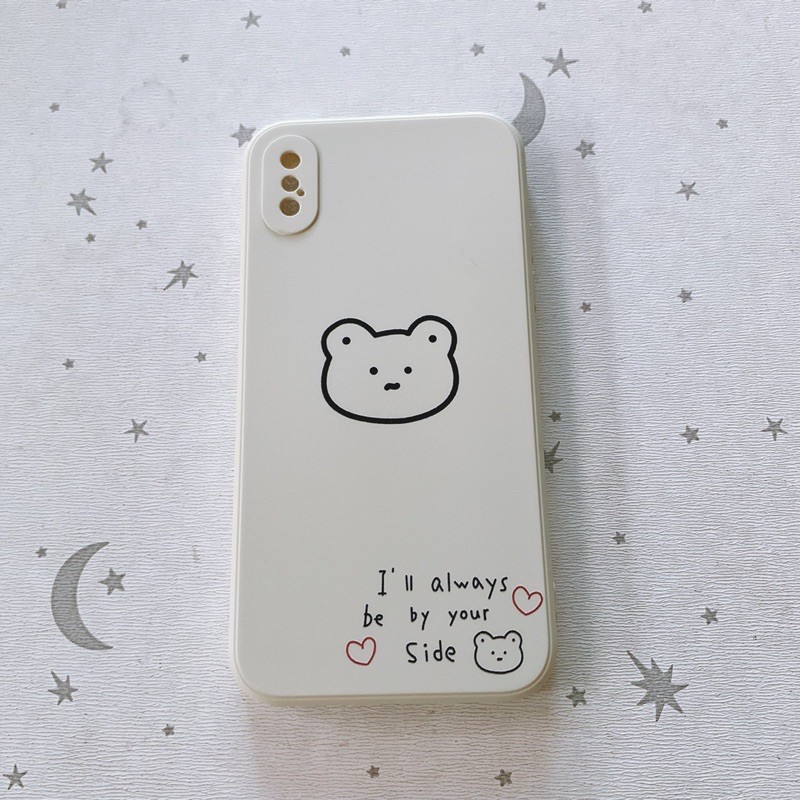 Ốp chống bẩn vuông in viền cute iPhone X /Xs