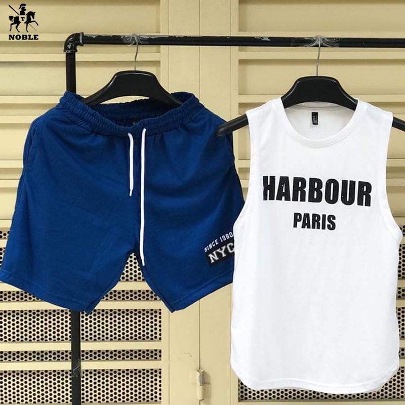 [Freeship] Set thể thao vải cotton mùa hè, tập gym, thể thao, mặc nhà thời trang Noble TP09