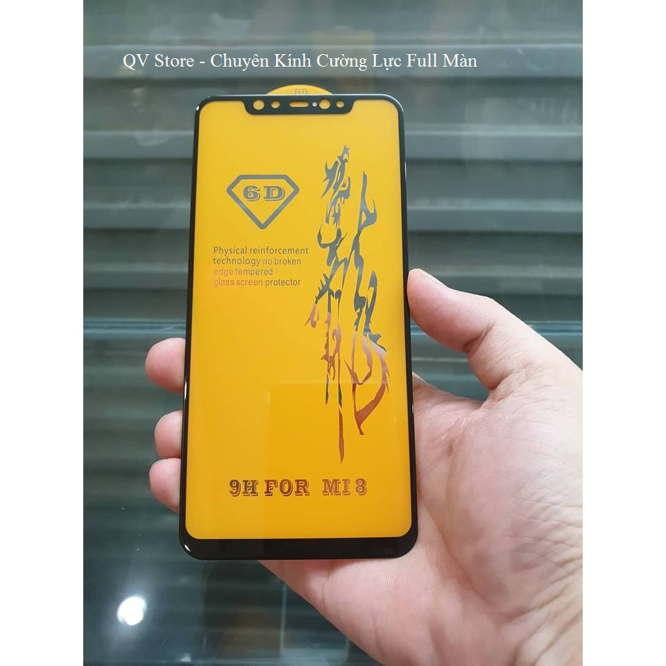 Kính Cường Lực 6D Xiaomi Mi 8 Full Màn, Full Keo, Không Chấm Li Ti