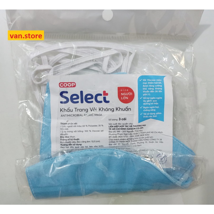 Combo 3 Cái Khẩu Trang Vải Kháng Khuẩn Coop Select.