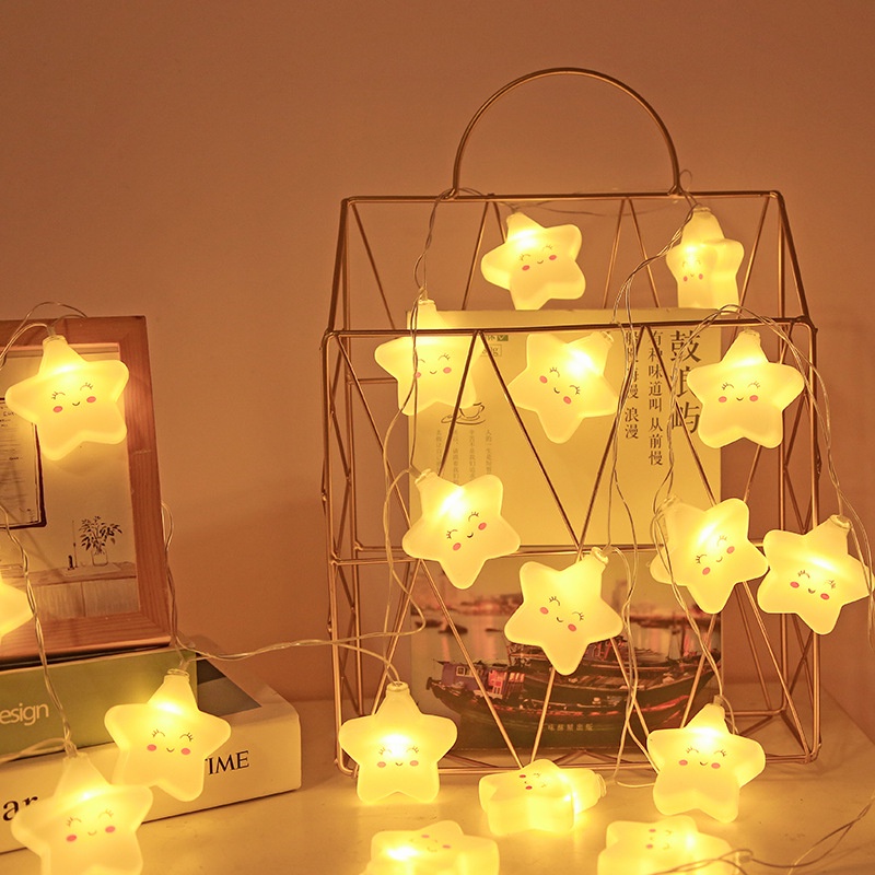 Dây đèn LED trang trí hình ngôi sao mặt cười 1.5M/3M tiện dụng