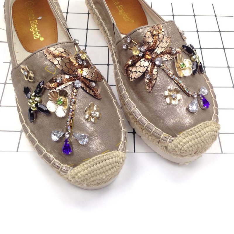 [ORDER & SẴN 39] giày slipon dế cói đính đá chuồn chuồn