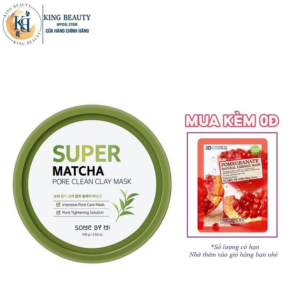 Mặt Nạ Đất Sét Se Khít Lỗ Chân Lông, Điều Tiết Bã Nhờn Some By Mi Super Matcha Pore Clean Clay Mask 100g