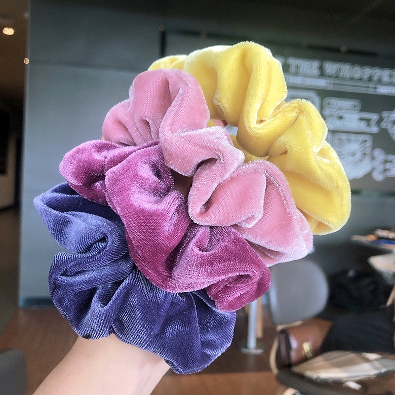 Nhẫn Vải Nhung Lông Cừu Màu Trơn Phong Cách Hàn Quốc Mới