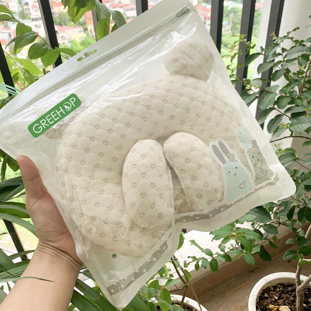 Gối cao su non cho bé, gối chống méo đầu Greehop