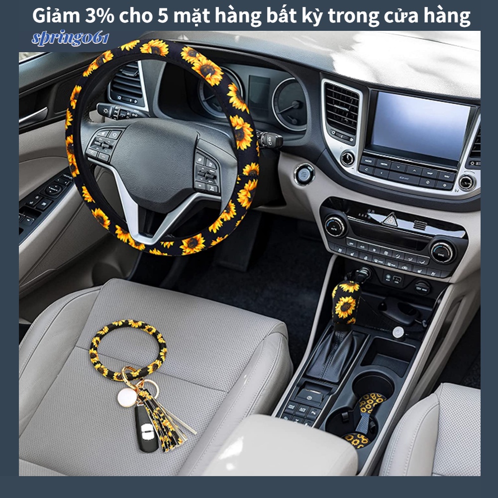 [Hàng Sẵn]  Bọc vô lăng xe hơi hình hoa hướng dương an toàn làm mát phù hợp trang trí nội thất xe hơi 【Spring061】