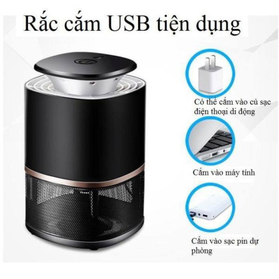 Đèn Bẫy Muỗi hình trụ, Máy Thu Hút Côn Trùng Bay, Máy Bắt Muỗi Cao Cấp Công Nghệ Đèn LED Dùng Nguồn USB