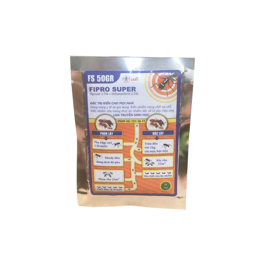 Diệt kiến lan truyền chết tận ổ FIPRO SUPER (10g/gói)