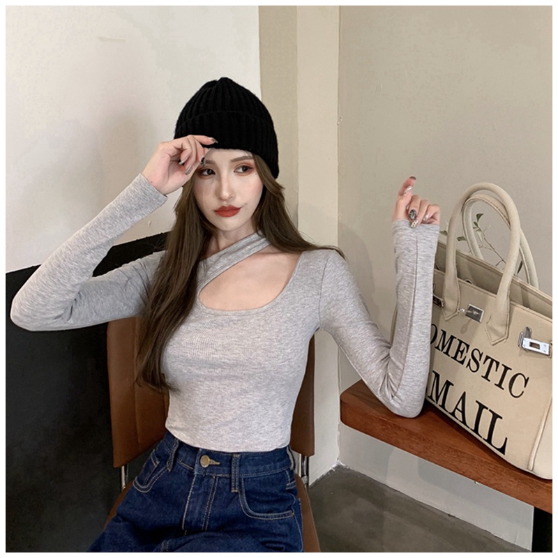 Áo thun lệch vai tay dài quyến rũ thời trang sành điệu cho nữ