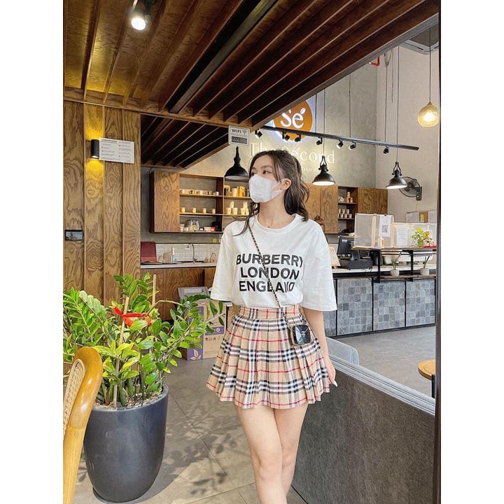 [ HÓT]Sét Áo Thun Bbr + Chân Váy Kẻ Caro Có Quần Bên Trong Trẻ Trung- ZADOLA FASHION