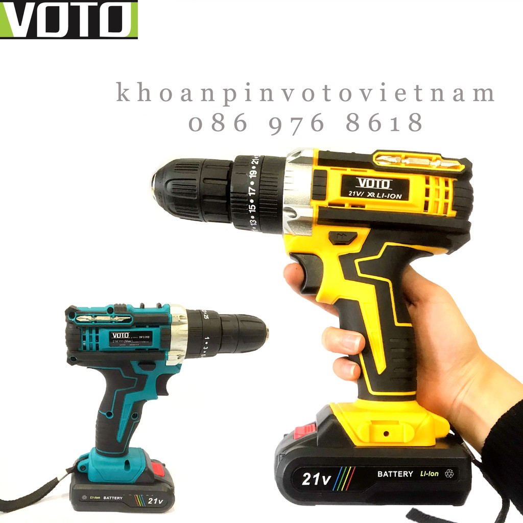Thân Máy khoan pin búa Voto 21v đa chức năng mẫu mới 2020 kèm mũi vít