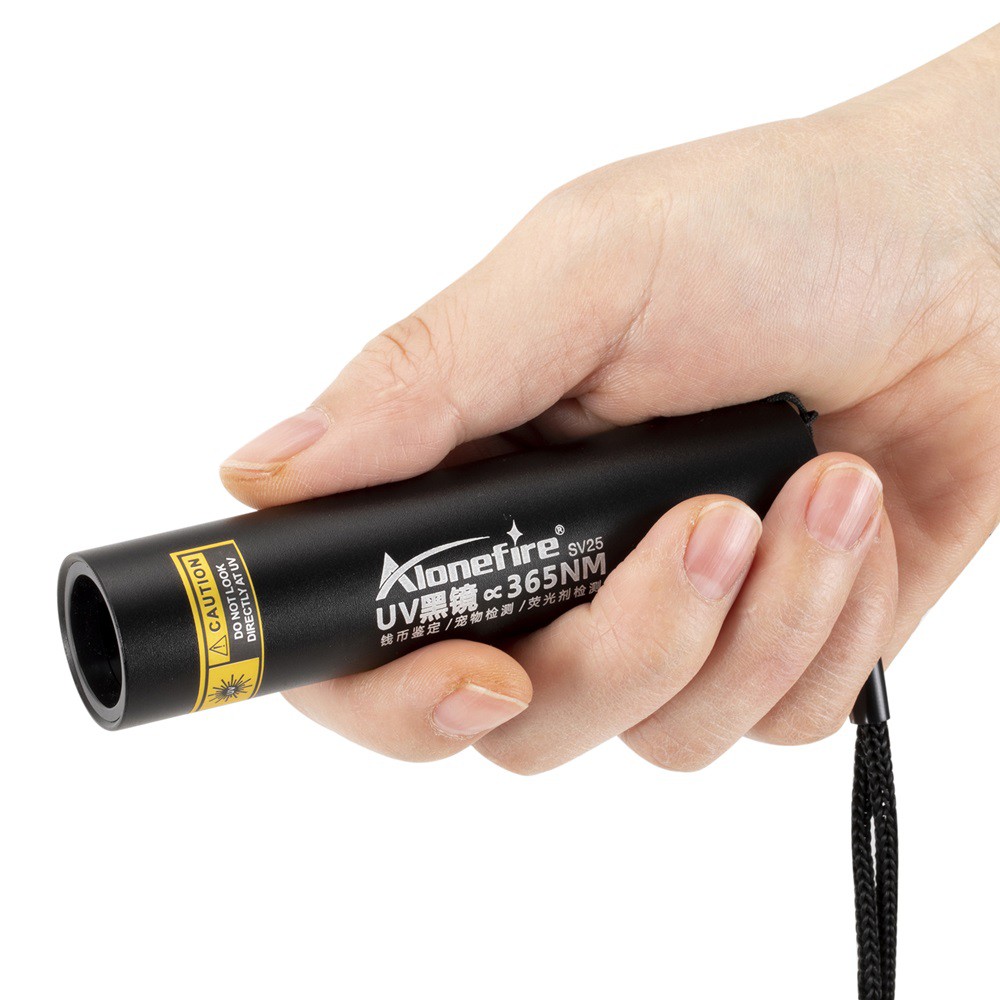 Đèn pin UV ALONEFIRE SV25 mini 365nm màu đen dành cho tất cả các dịp