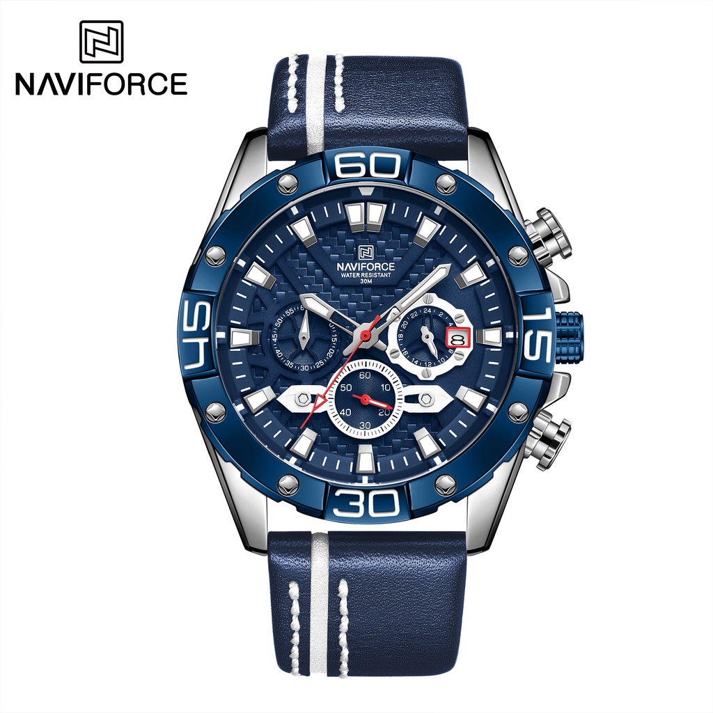 Đồng Hồ Quartz NAVIFORCE Chống Thấm Nước Đa Năng Với Dây Đeo Da 8019L