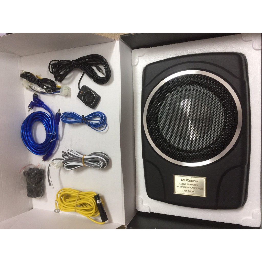 Loa Sub Ô tô, Loa Sub MBQ AW - 800DR Tem Vàng, Bass 8 180W(90Wx2) 5.8 kg, Bảo Hành 12 Tháng