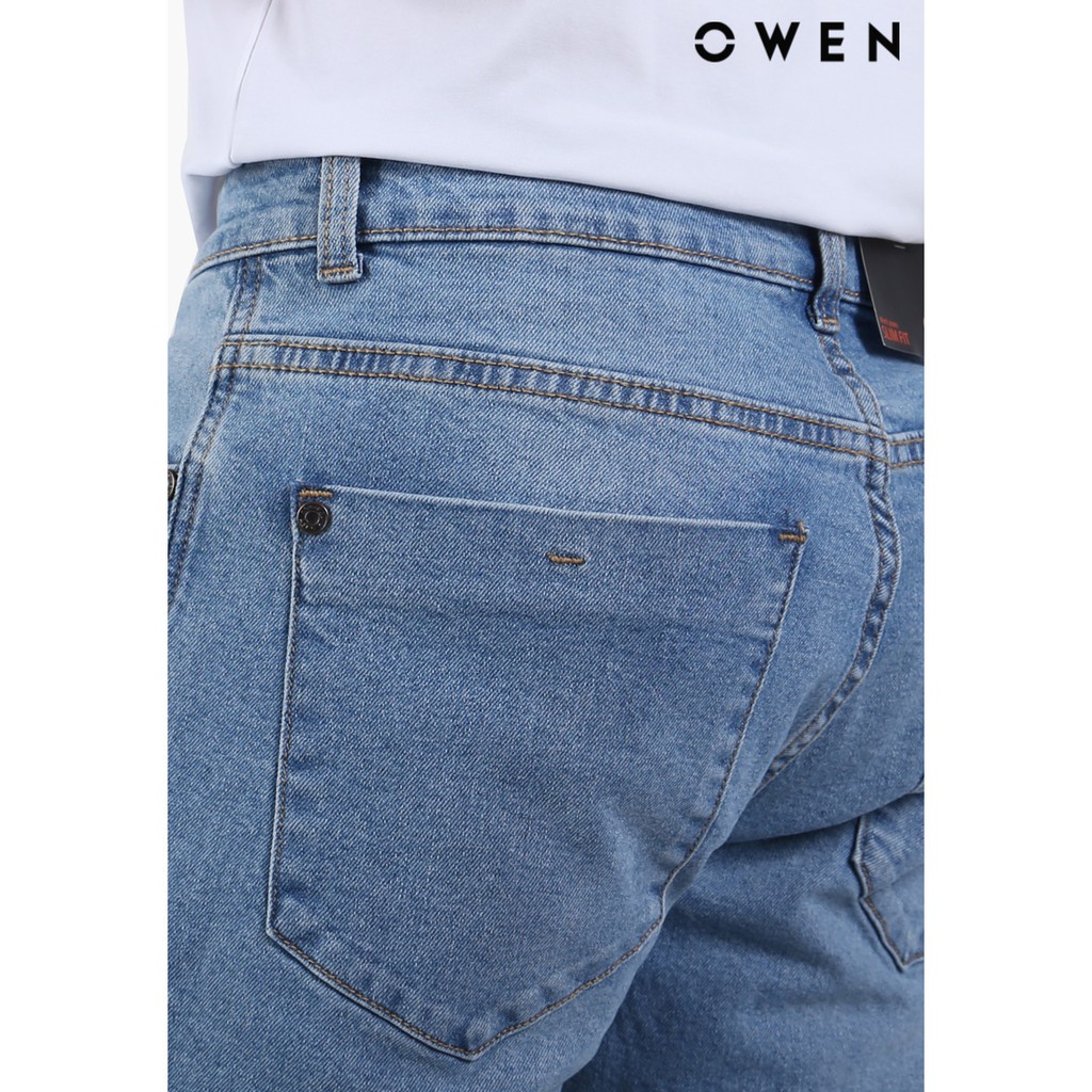 Quần Jean Nam Quần Bò Hàng Hiệu Cao Cấp Owen QJSL23059 Ống Côn Slim Màu Xanh Nhạt Chất Liệu Cotton Spandex Đàn Hồi Tốt | BigBuy360 - bigbuy360.vn