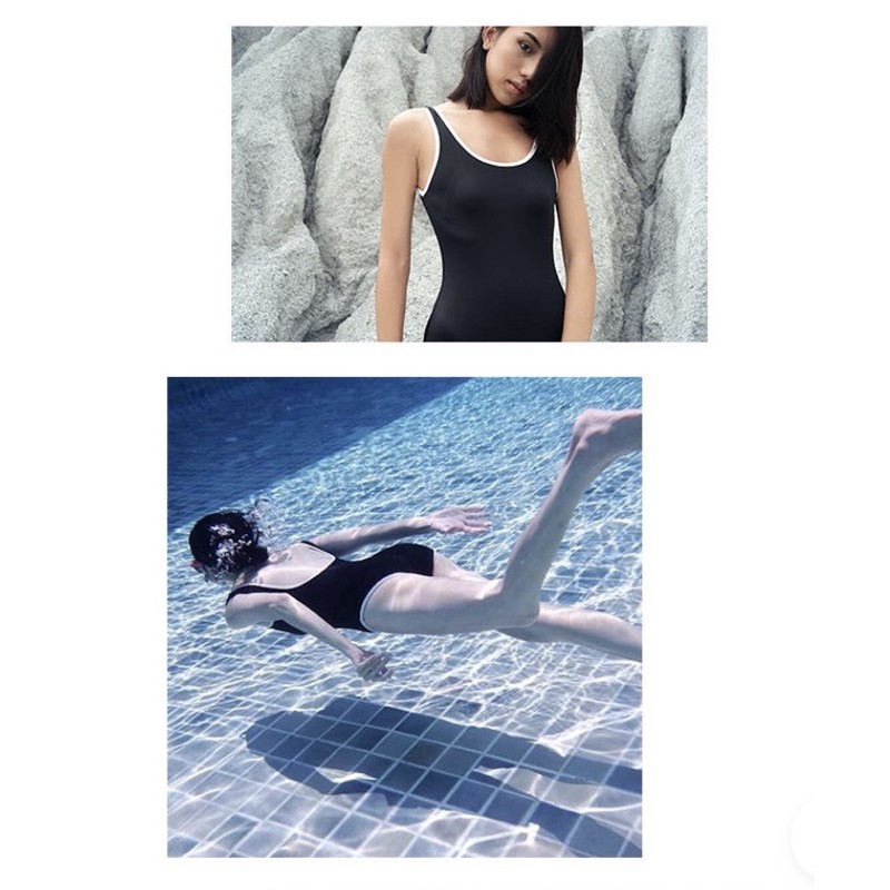 Monokini bikini liền mảnh viền trắng sporty | BigBuy360 - bigbuy360.vn