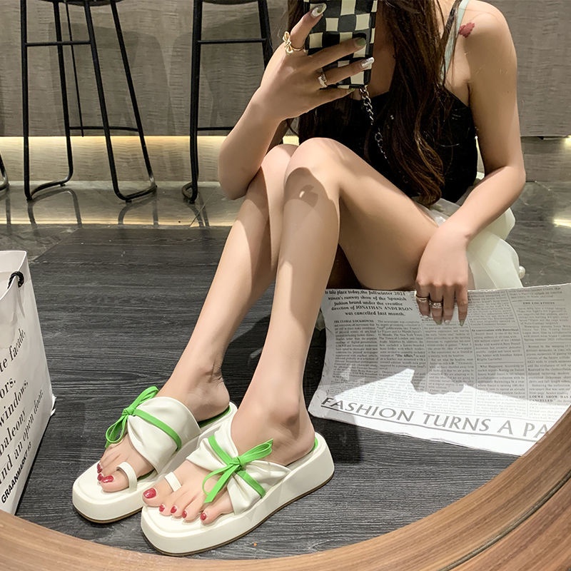 Dép Sandal Đế Dày Mềm Đính Nơ Thời Trang Cho Nữ