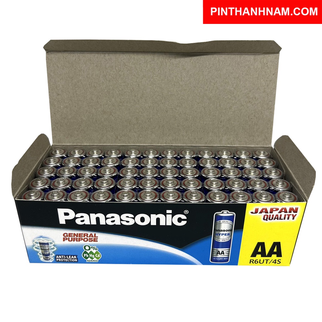 Pin AA Panasonic tiểu xanh vỉ 4 viên R6UT/4S chính hãng