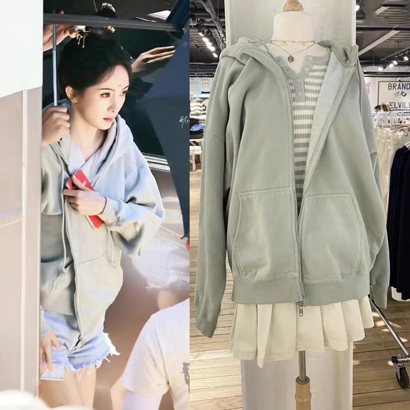Áo Khoác Cardigan Có Khóa Kéo Màu Trơn Dáng Rộng Thời Trang Mùa Thu Cho Nữ  Brandy Melville BM 2022
