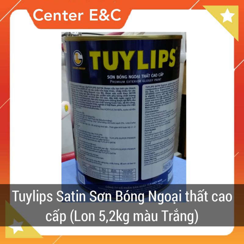 Sơn Bóng Lộng Lẫy Tường Ngoài Nhà Tuylips Satin (Lon 5L) Sơn Mầu , Sơn Trắng Cao Cấp Mặt Tiền Nhà