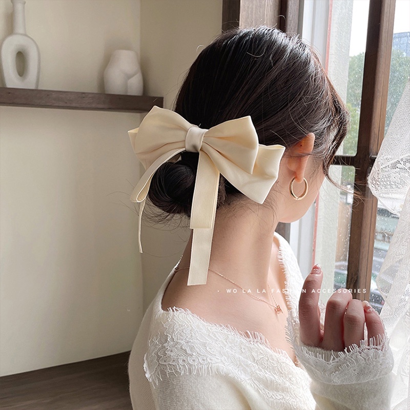 Kẹp Tóc Hình Nơ Lớn Bằng Ruy Băng Thời Trang Hàn Quốc Cho Nữ