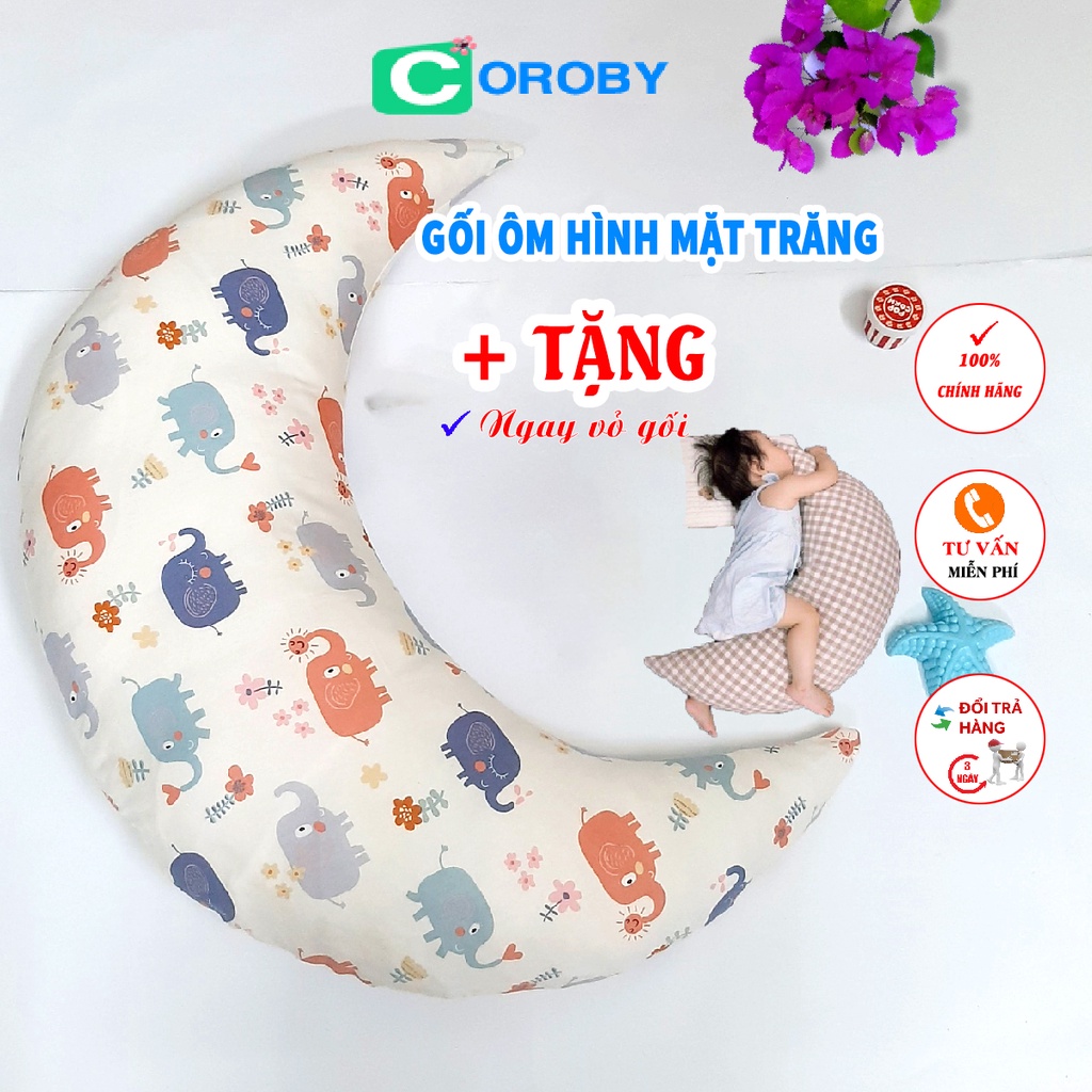 Gối ôm cho bé từ 0 -10 tuổi hình mặt trăng siêu kute ngộ nghĩnh đáng yêu vải cotton mềm mịn êm ái