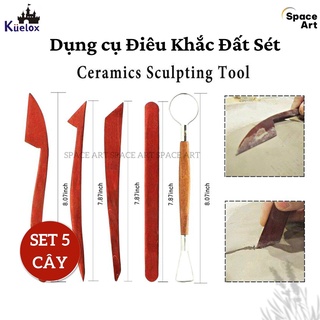 Bộ điêu khắc đất sét kuelox 5 món thân gỗ modeling clay 9805m