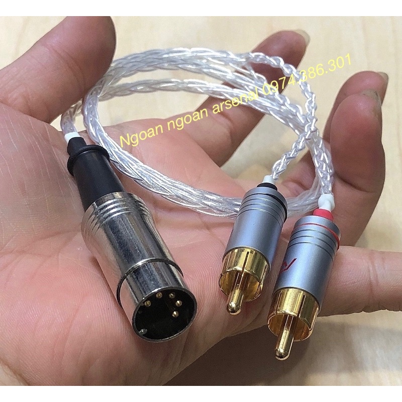 Dây tín hiệu âm thanh chuẩn MIDI (DIN) 5 chân ra 2AV (RCA) dương (đực) hàng cao cấp chuẩn Đức