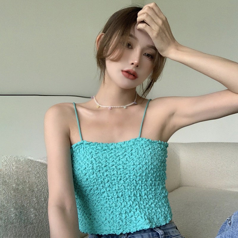 Áo Croptop Hai Dây Màu Sắc Trơn Thời Trang Mùa Hè Dành Cho Nữ