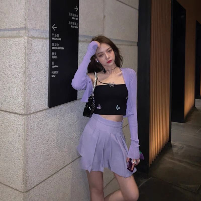 Influencer Bán Chạy Áo Khoác Cardigan Dệt Kim Mỏng Màu Trắng Chống Nắng Eo Cao Thời Trang Mùa Hè Dành Cho Bạn Nữ