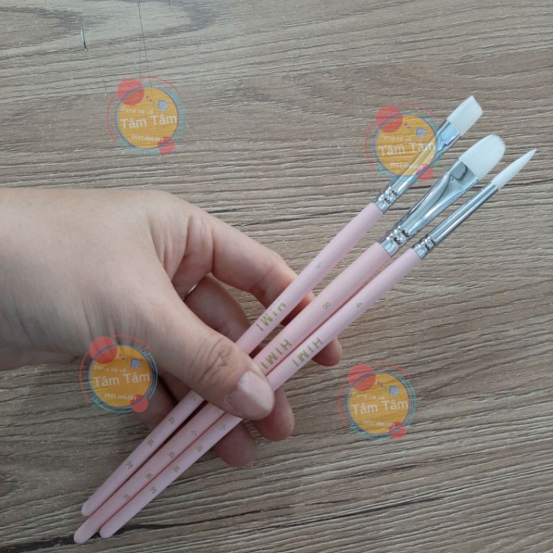 [ TÂM TÂM ]-Bộ cọ vẽ Himi 3 cây, Cọ vẽ màu thạch Himi 3 cây-