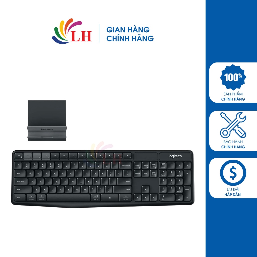 Bàn phím không dây kèm giá đỡ Logitech K375s - Hàng chính hãng - Gõ yên tĩnh, kết nối không dây nhanh chóng, có giá đỡ