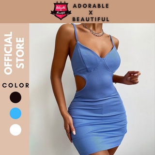 Đầm body 2 dây thun gân khoét eo gợi cảm, váy ôm body hai dây hở eo phong cách sexy hot trend 2022