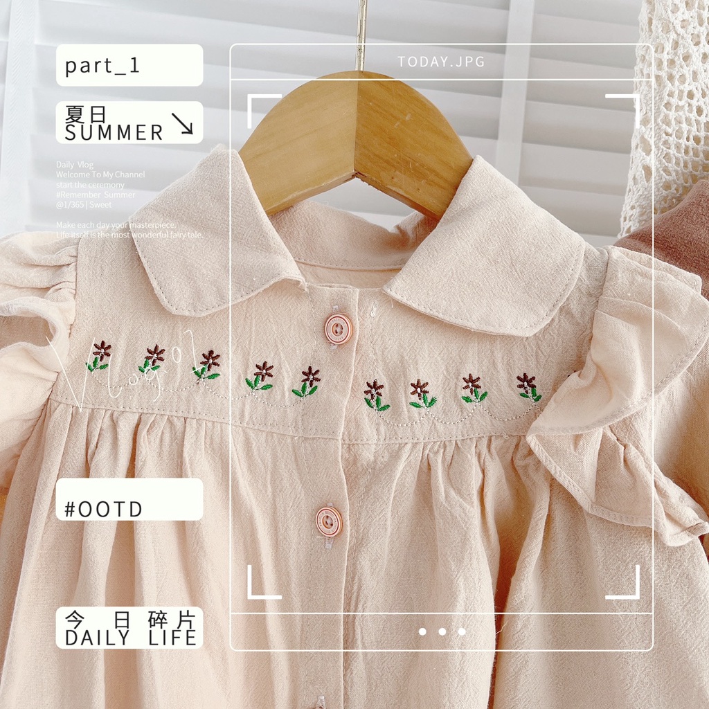 Váy thu dài tay CỔ ĐỨC màu trơn cho bé gái 1-5 tuổi ( Mã V130504)