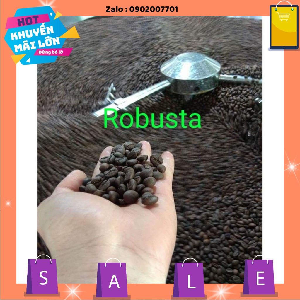 1kg cà phê hạt rang xay nguyên chất robutas