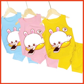  Bộ đồ bé gái sát nách hình thỏ bấm điện thoại cho bé gái từ 6kg đên 29kg.DBBG58.Sukakid. 