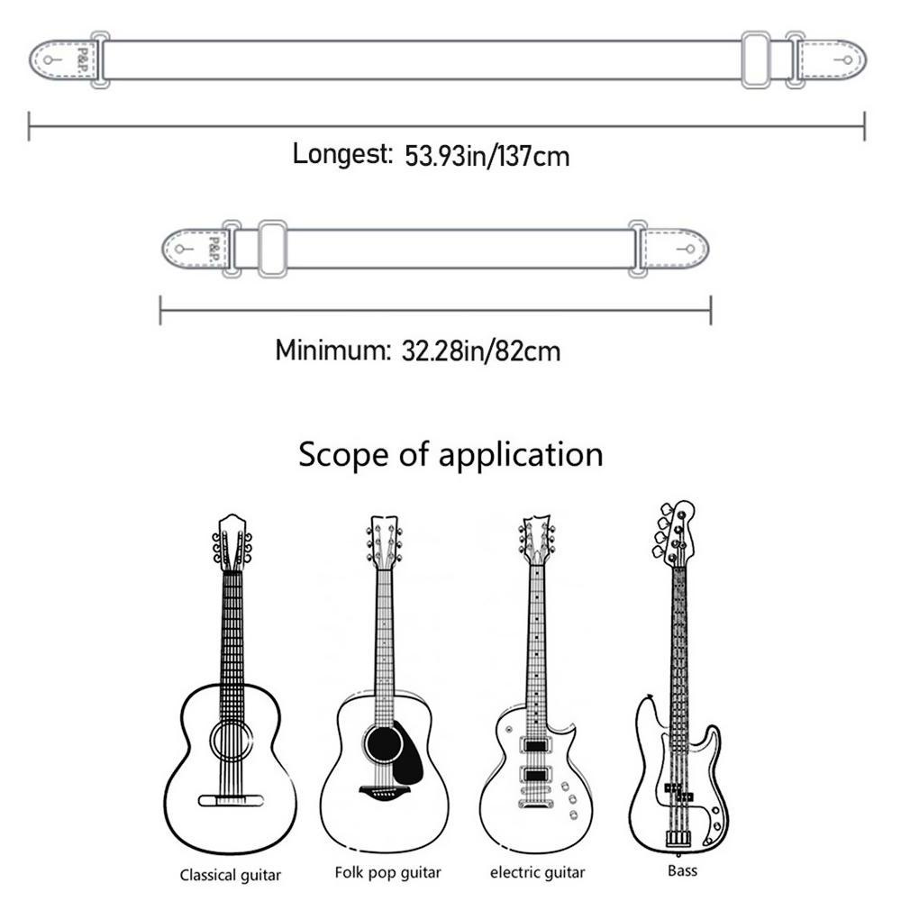 Dây Đeo Đàn Guitar Bản Rộng Dập Nổi Họa Tiết Xinh Xắn Cho Trẻ Em &amp; Người Lớn
