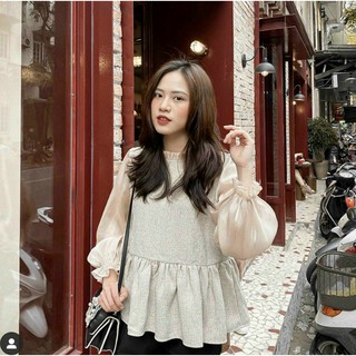 [SIÊU HOT] [BAO RẺ] ÁO PEPLUM PHỐI TAY VOAN KIẾNG