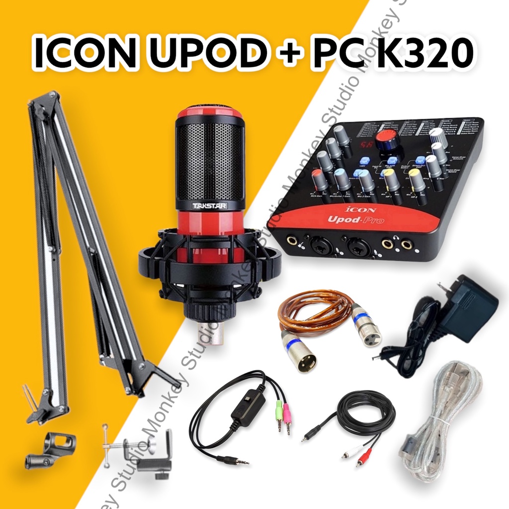 Bộ Combo Mic Thu Âm Hát Livestream Soundcard ICON UPOD PRO &amp; Mic TAKSTAR PC K320 ⚡BH 1 NĂM⚡ Thu Âm Điện Thoại Máy Tính