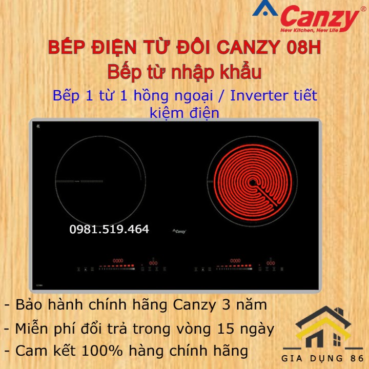 Bếp điện từ Canzy 08H / mâm nhiệt EGO HILIGHT 02 vòng nhiệt / Bảo hành chính hãng 3 năm toàn quốc