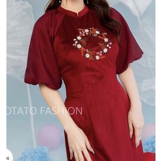 Áo Dài, Áo Cách tân Nhung Lụa Bồng Tay Sang Xịn Hot B2