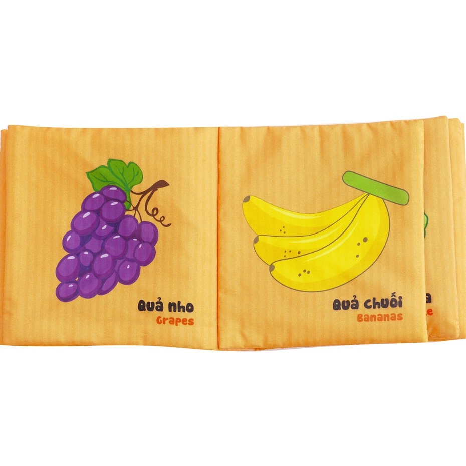 Đồ Chơi Giáo Dục Sớm An Toàn Cho Bé Từ 0 Tuổi  - Sách Vải Song Ngữ Hoa Quả My Very First book - Lalala Baby