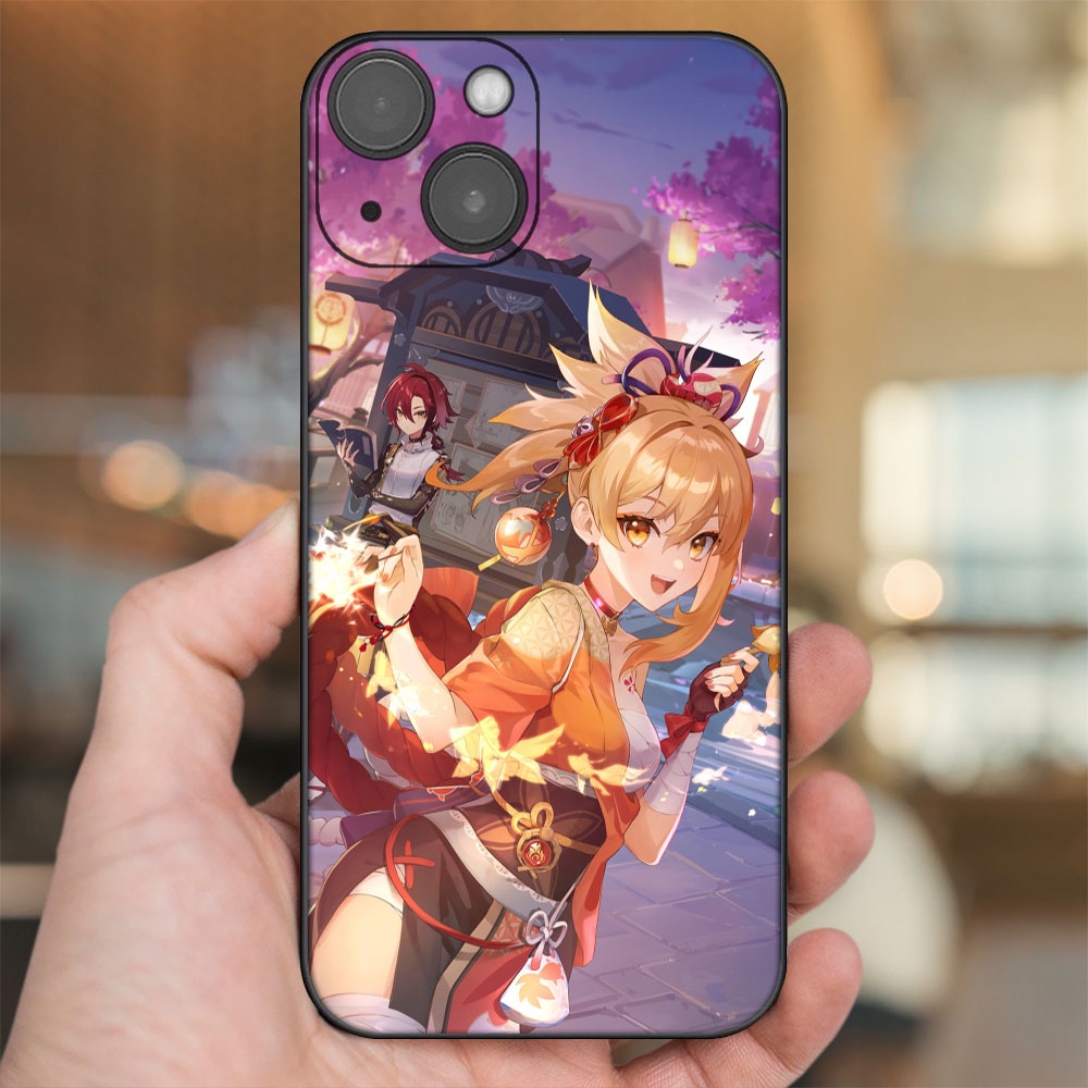 Ốp lưng iPhone 14 dẻo đen cạnh vuông in hình Yoimiya Genshin Impact