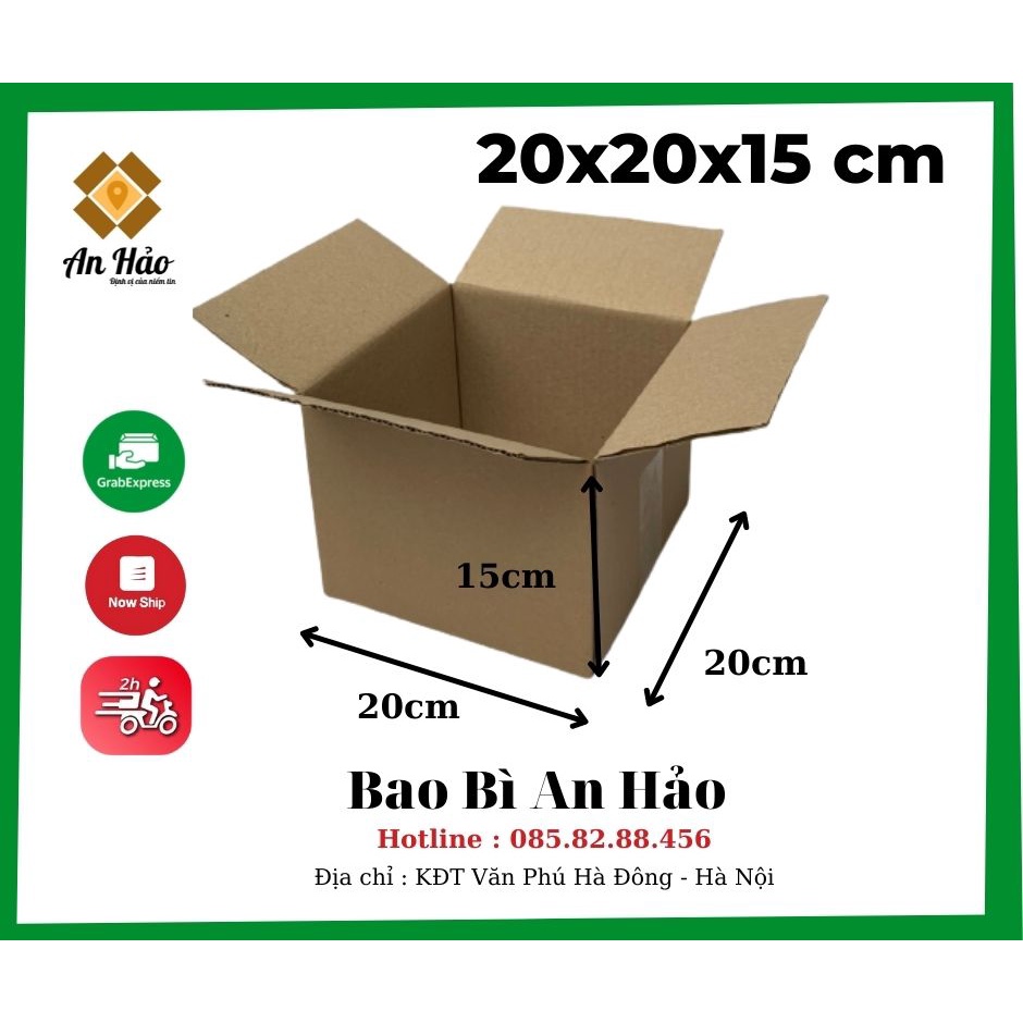 Hộp 20x20x15cm  Hộp carton thùng giấy An Hảo 3 lớp siêu cứng đóng gói hàng hóa đa năng