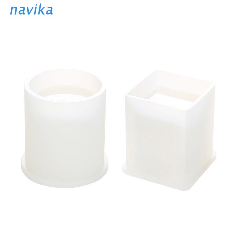 Bộ 2 khuôn silicon hình vuông và hình trụ chuyên dụng làm chậu trồng hoa / ống cắm bút gương mini DIY
