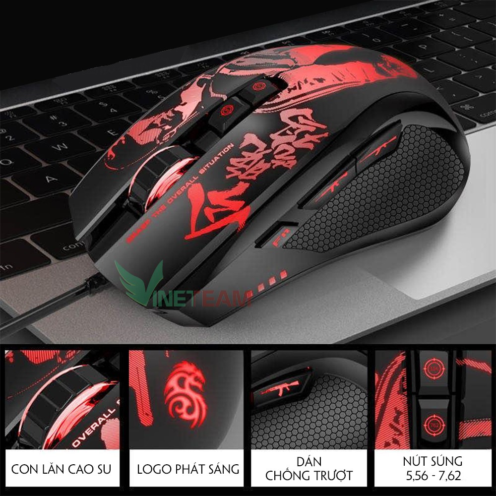 Chuột gaming Demon Baron | Hỗ trợ ghìm tâm PUBG, Led nhiều màu |8 nút Autotap, ghìm tâm PUBG trên Mobile, PC -dc4133