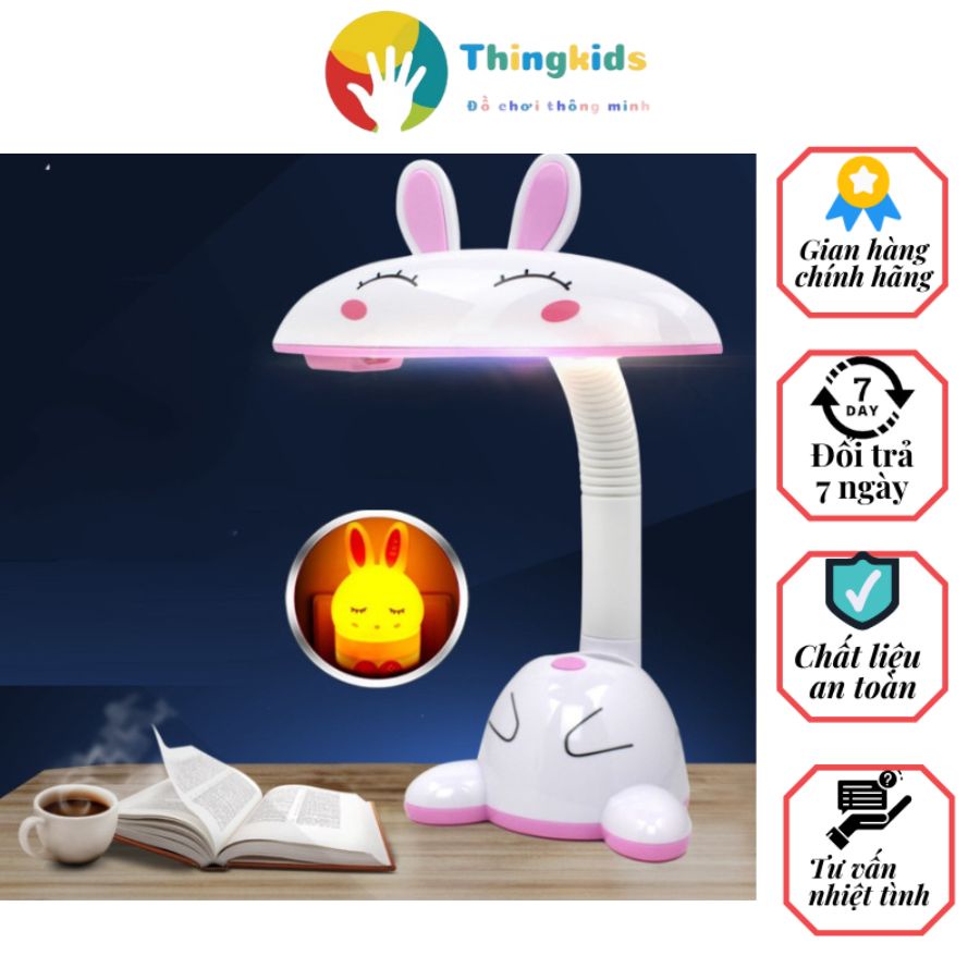 Đèn học để bàn cho bé hình thỏ có hộp đựng bút tiện lợi - Thingkids
