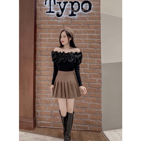 Oder ÁO LEN TRỄ VAI BÈO NGỰC SIÊU XINH HÀNG QC! ảnh thật shop tự chụp