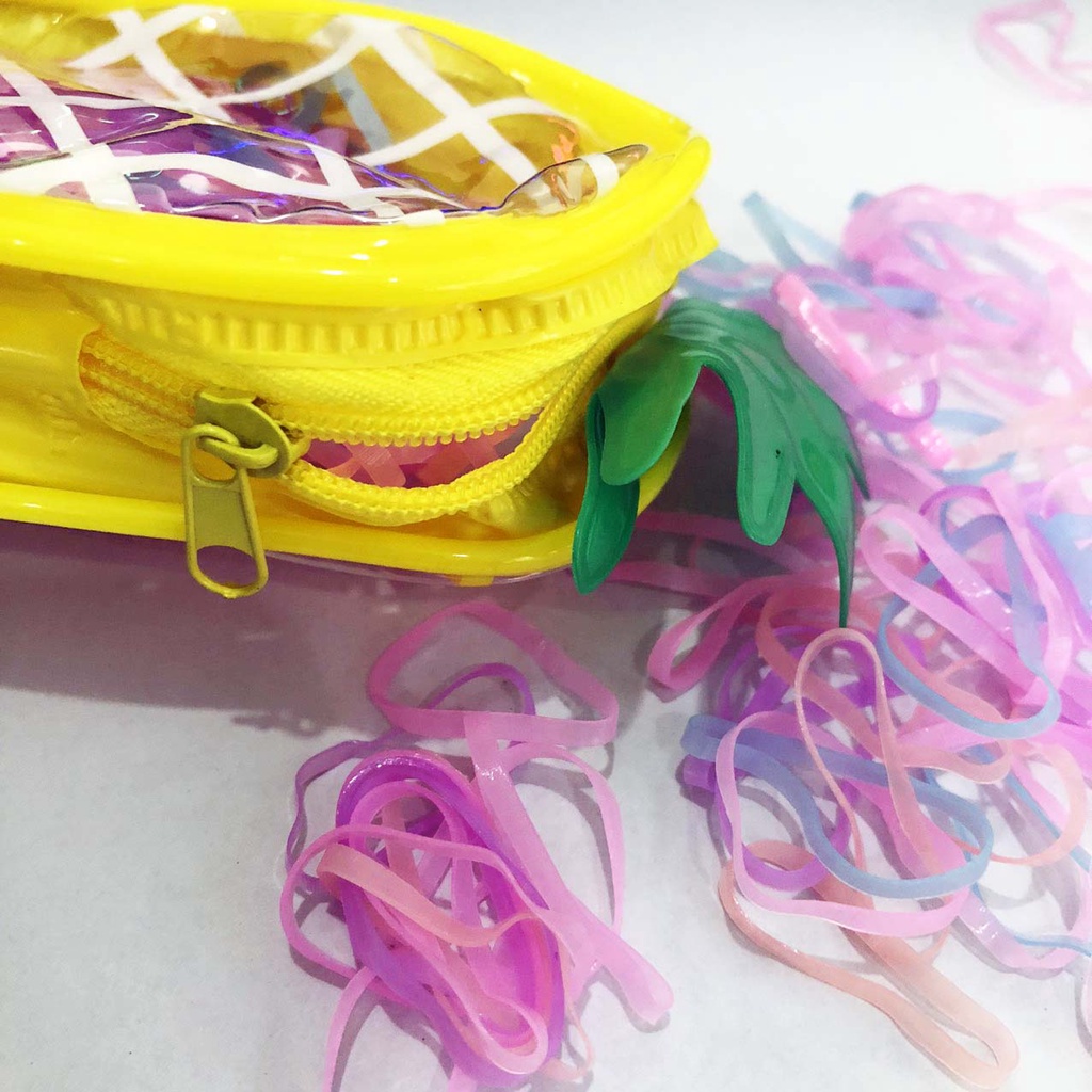 Túi thun cột tóc màu kèm túi nhựa có dây kéo DTOnline