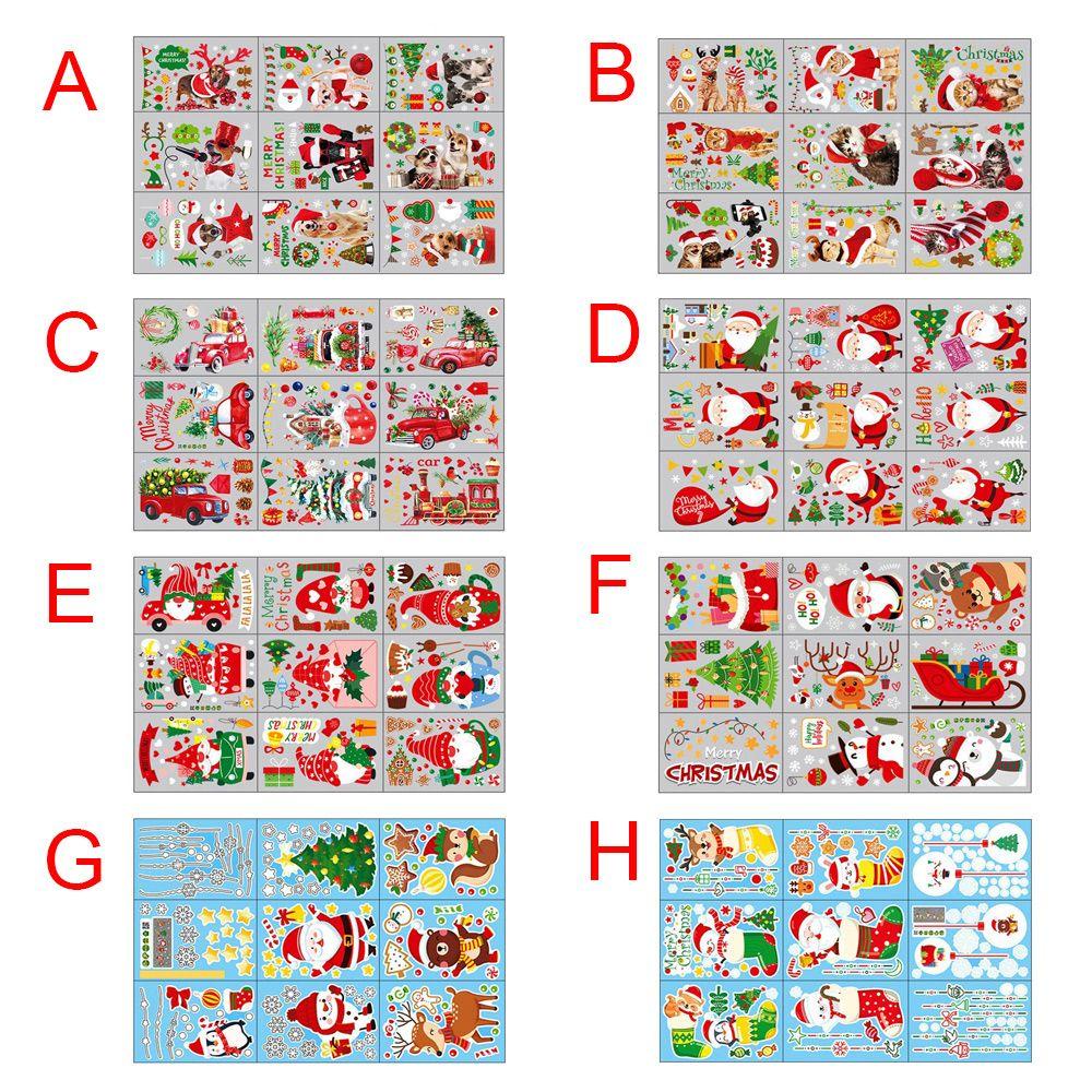 Set 9 Miếng Dán Cửa Kính Trang Trí Giáng Sinh Năm Mới